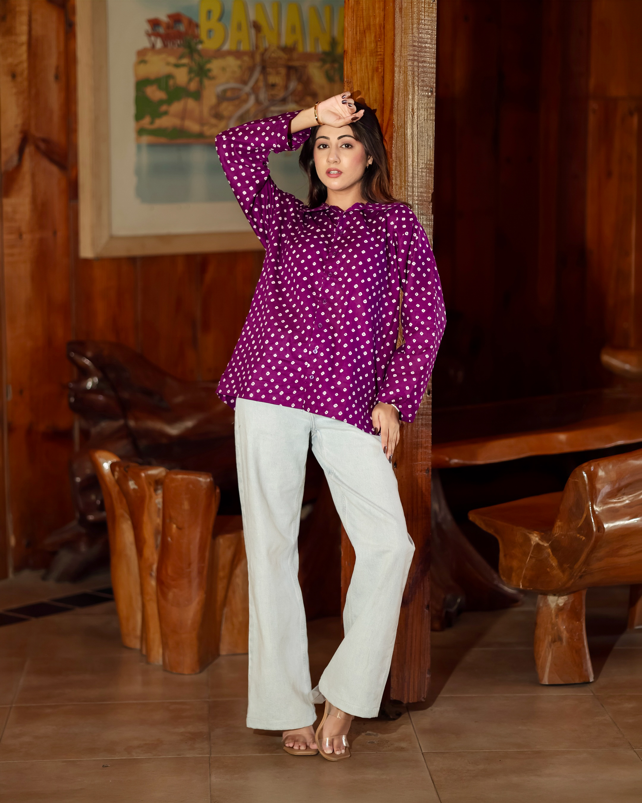Purple Printed Casual Shirt Top for Women💜 thumbnail 5
