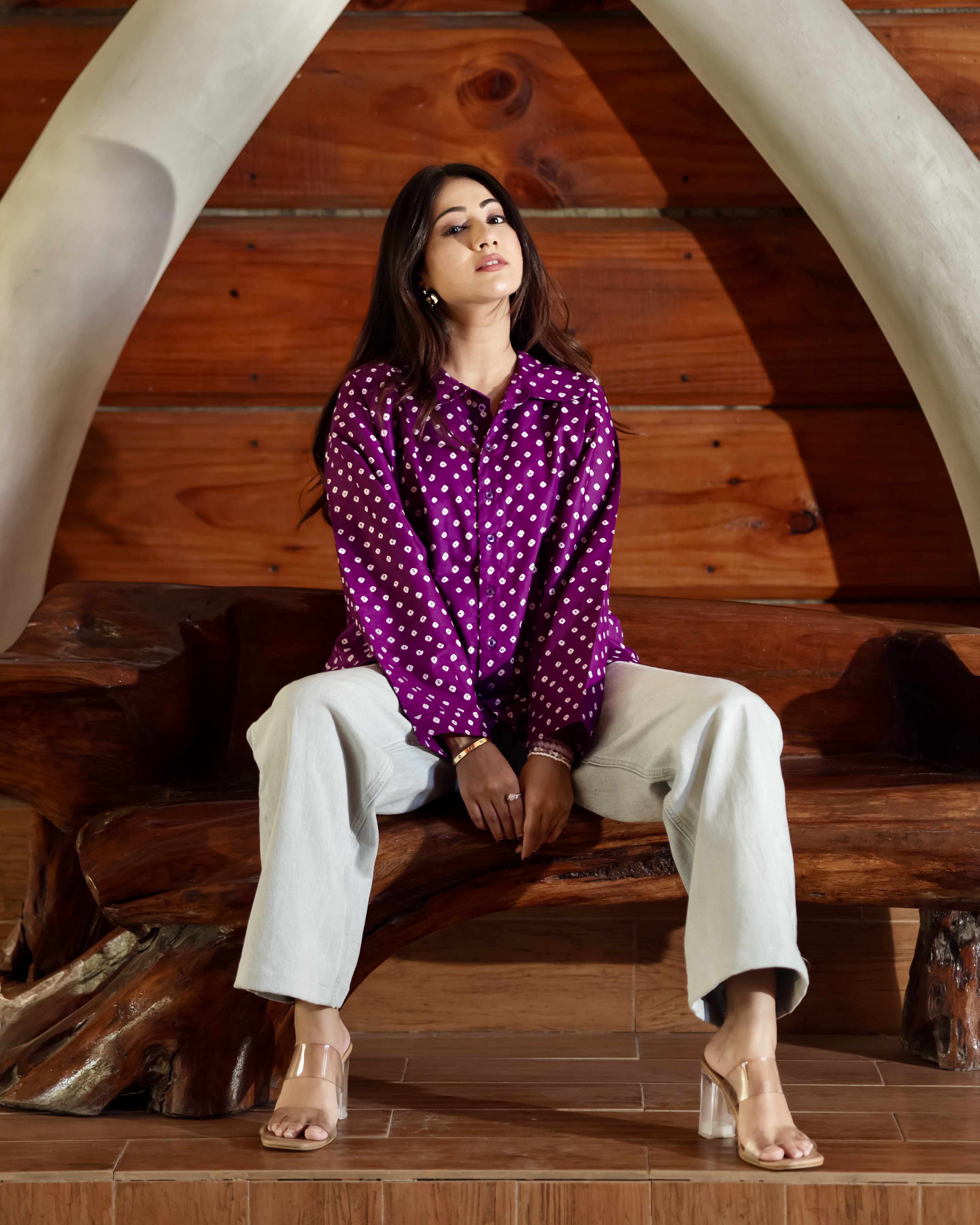 Purple Printed Casual Shirt Top for Women💜