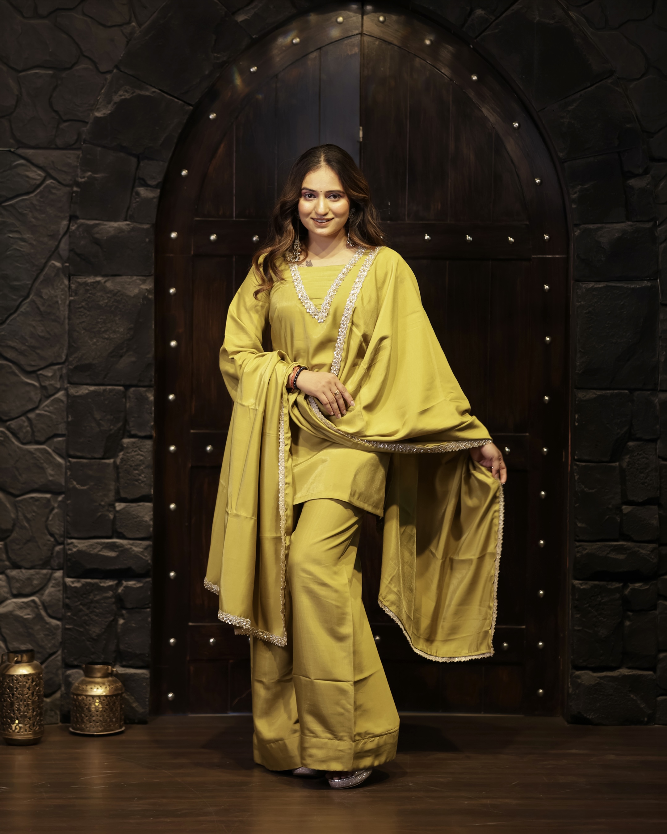 Mustard Yellow Kurta Palazzo Set with Dupatta💛