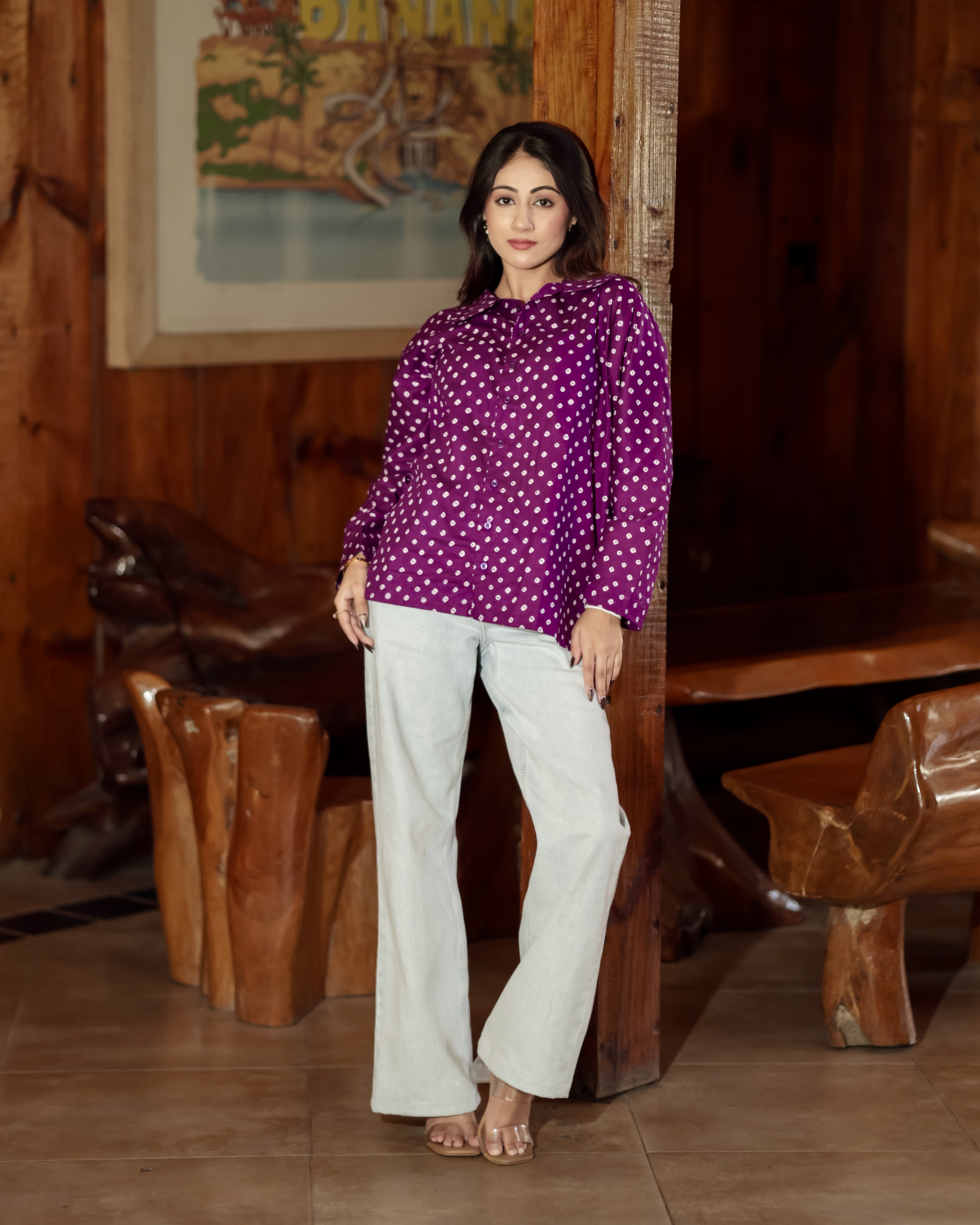Purple Printed Casual Shirt Top for Women💜 thumbnail 2