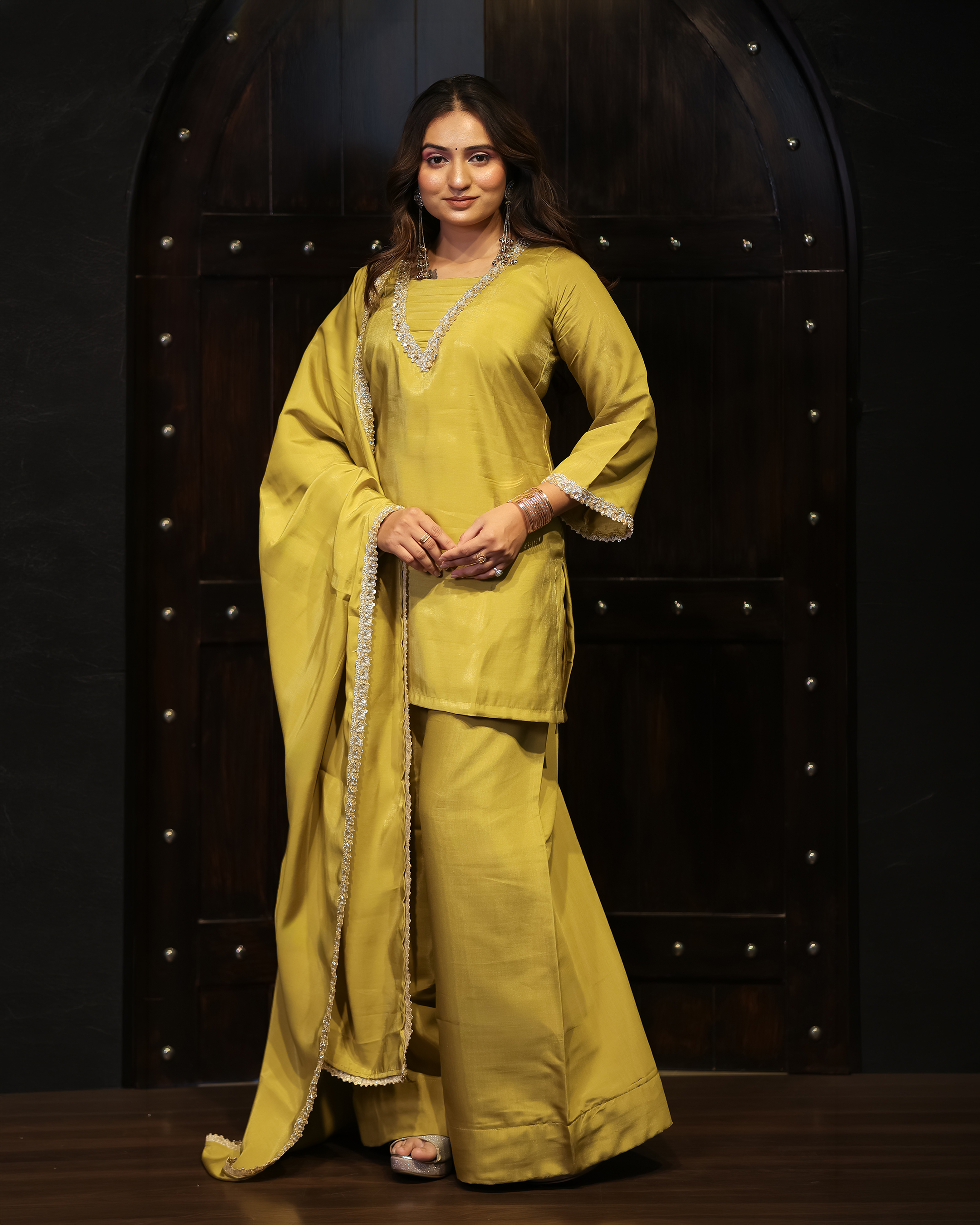 Mustard Yellow Kurta Palazzo Set with Dupatta💛 thumbnail 4