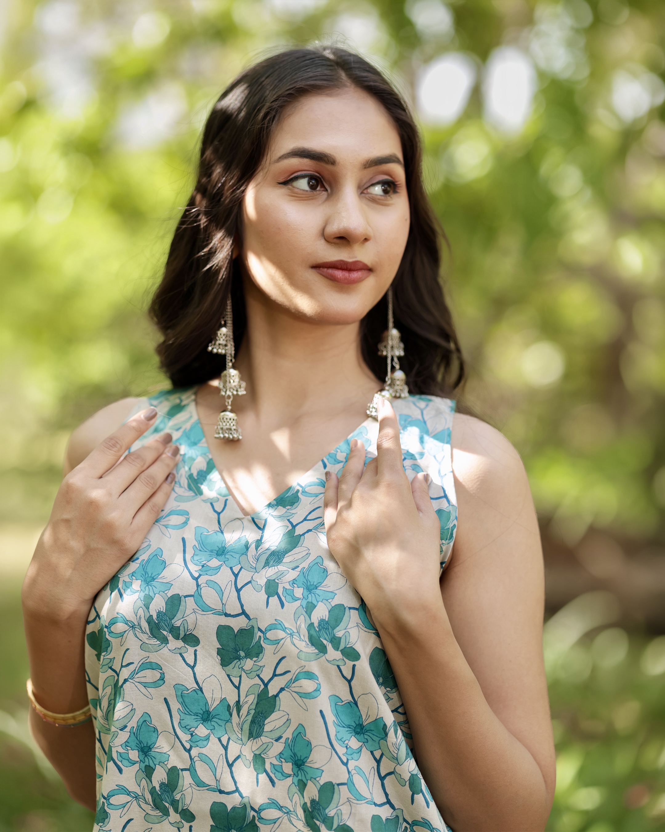 Green Floral Printed Kurta Pant Set💚