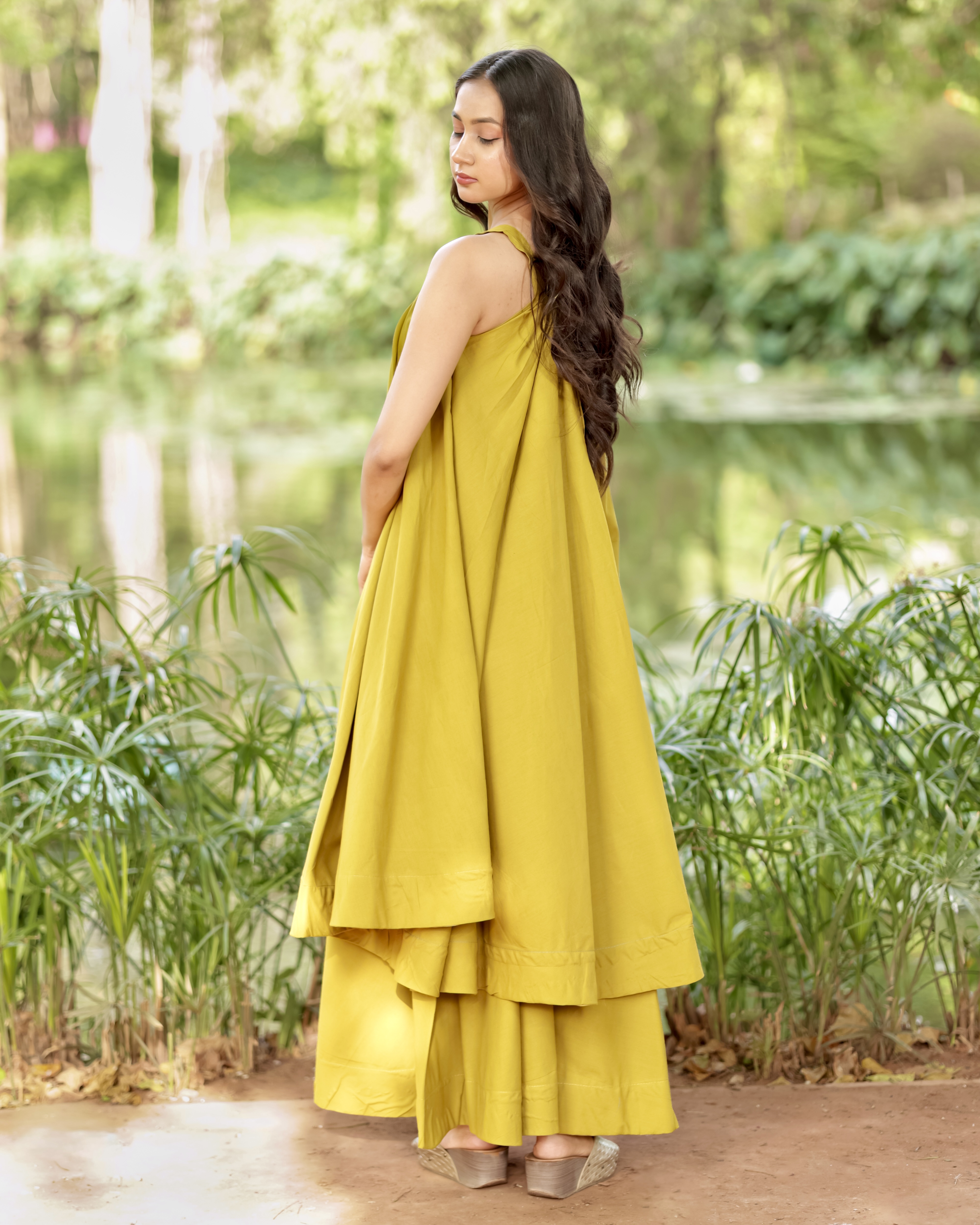 Mustard Yellow Flowy Designer Kurti Sets ✨ thumbnail 4
